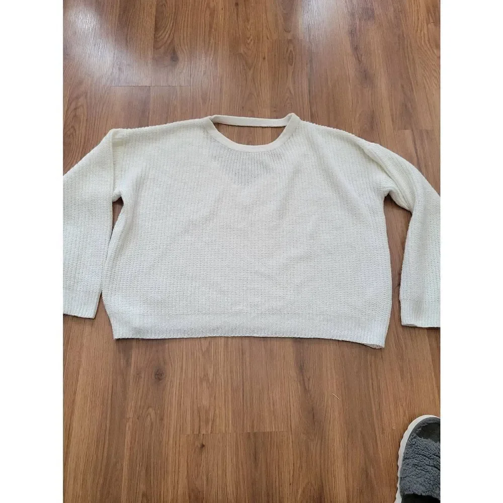 Lost  + Wander Knit Sweater Long Sleeve Casual Pullover Top White Ivory‎ SM/MED